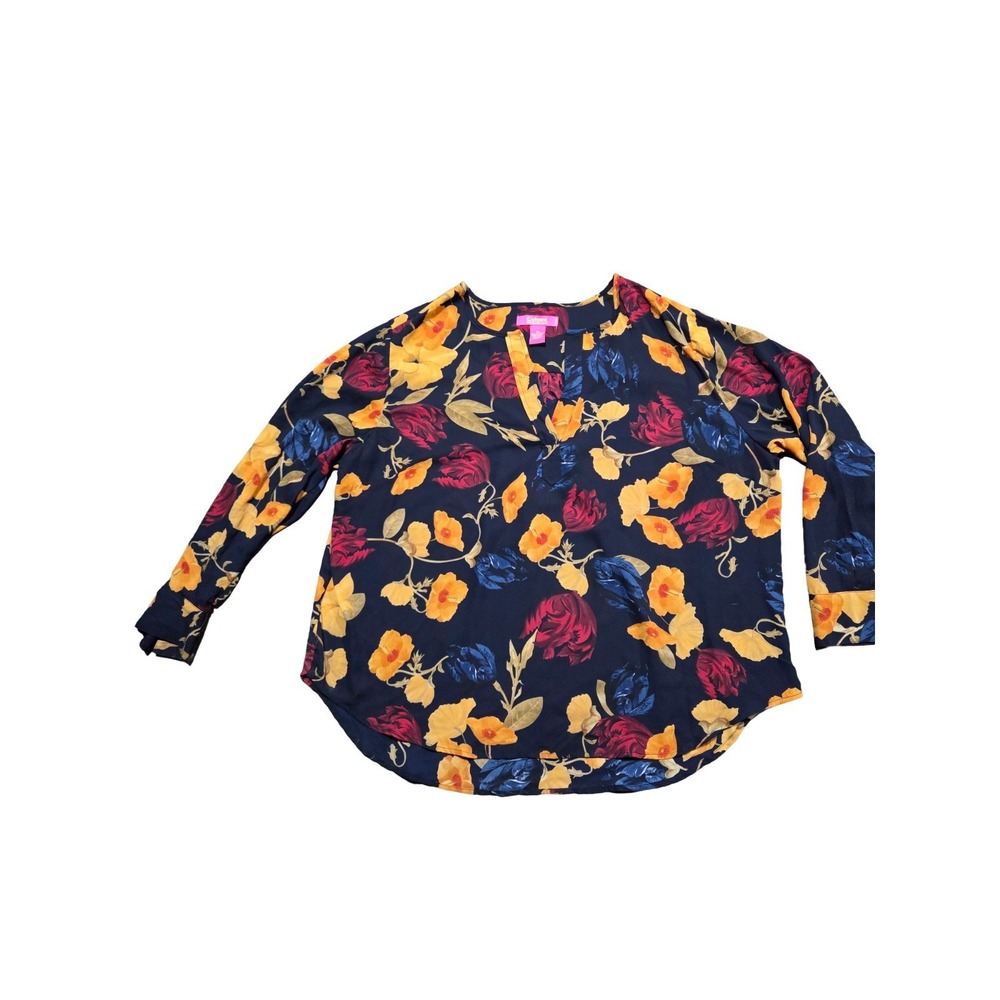 Catherine Malandrino Multicolor Floral Long Sleeve Pullover Blouse Size 3X